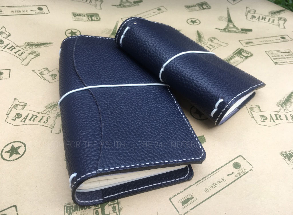 Sổ Da Xanh Navy Vân - B6 Size