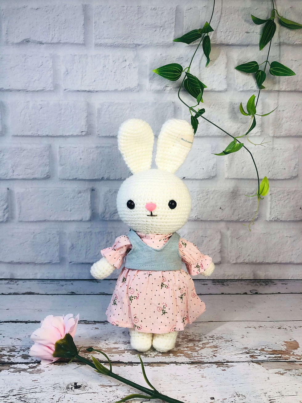 Thumbnail: Baby Pink Floral Dress with Vest for Snowy Bunny