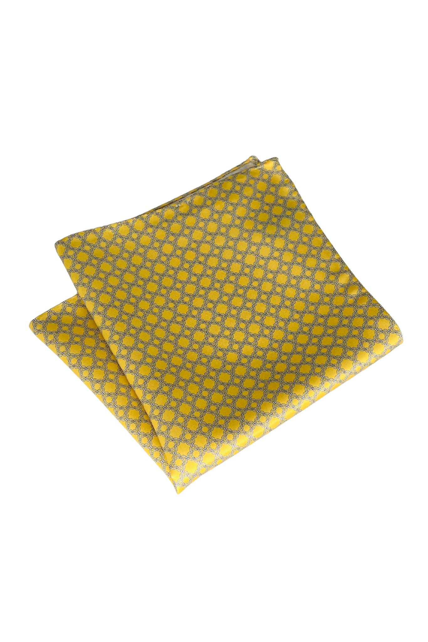 Yellow Gold Chain Link Patterned Silk Pocket Square