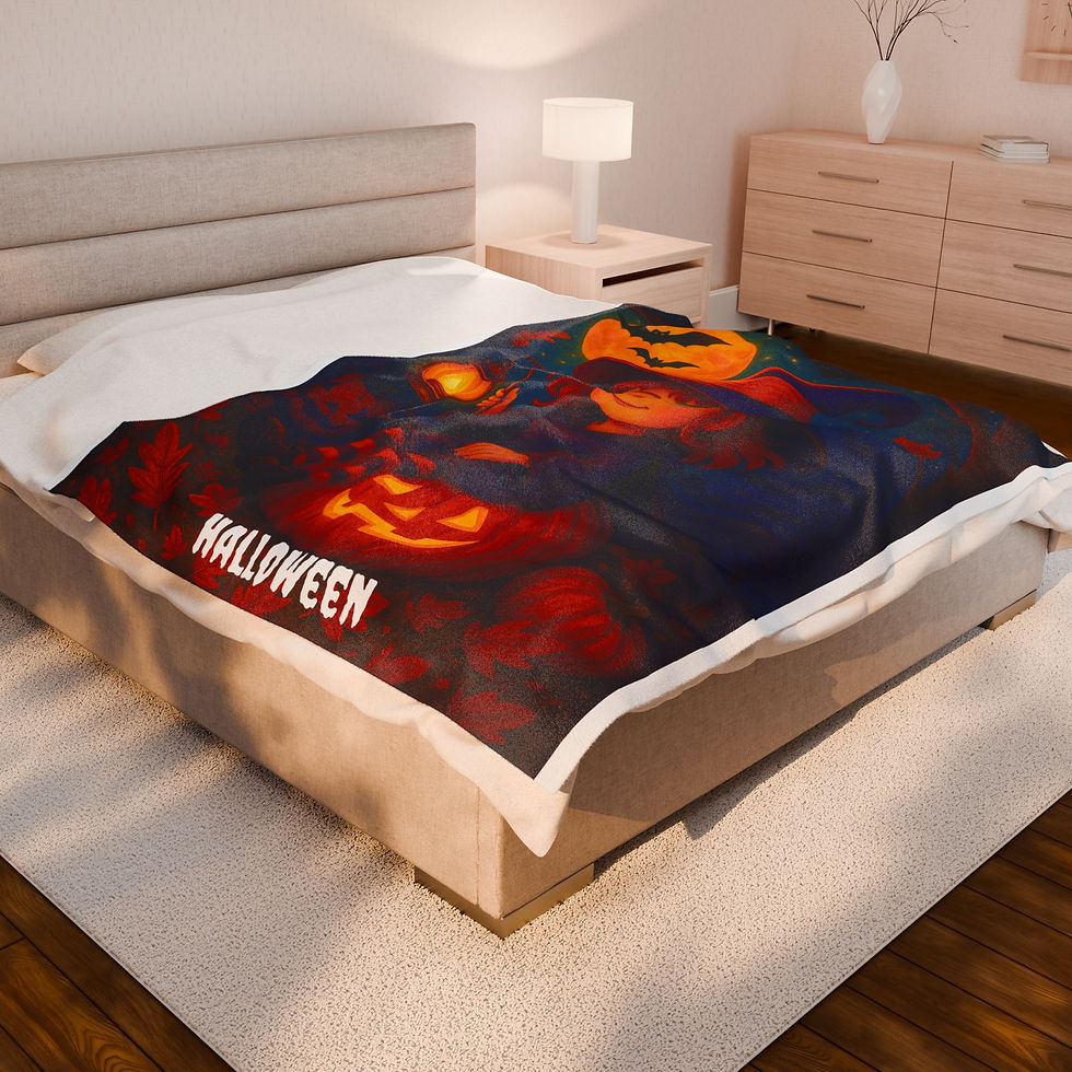 Thumbnail: Velveteen Plush Blanket - Halloween Cute & Spooky Collection