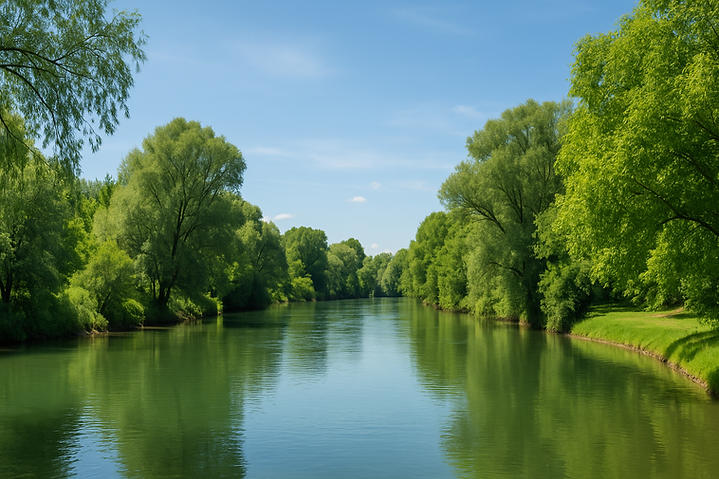 La Marne traversant la ville de Chelles, cadre naturel en Seine-et-Marne.