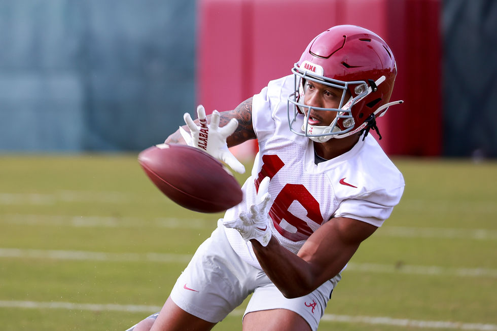 Jaren Hamilton #16 practicing for Alabama ahead of last season as a Red Shirt