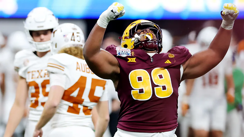 CJ Fite celebrates during the Peach Bowl after Texas place Kicker Bert Auburn misses the go ahead FG.