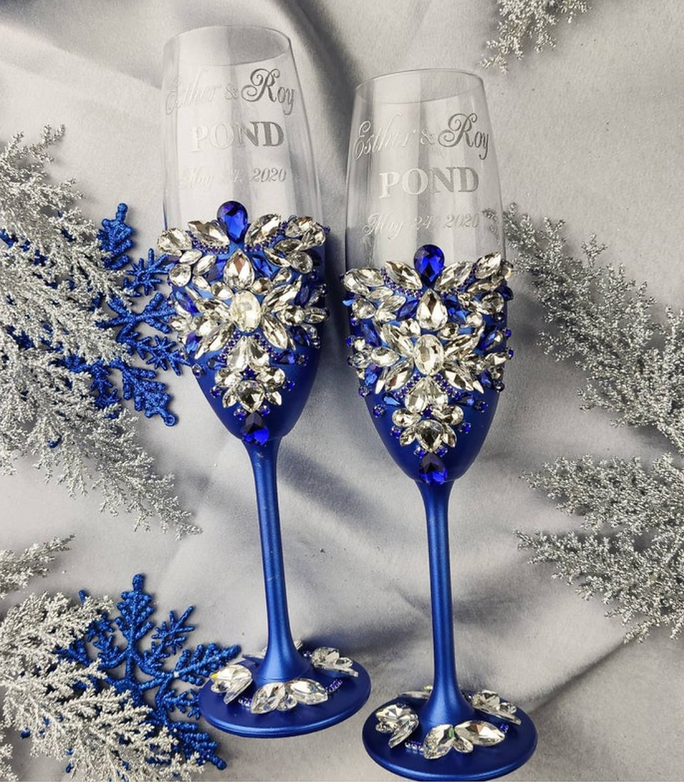 Thumbnail: Royal Blue Cake Serving Set and Toasting Cups