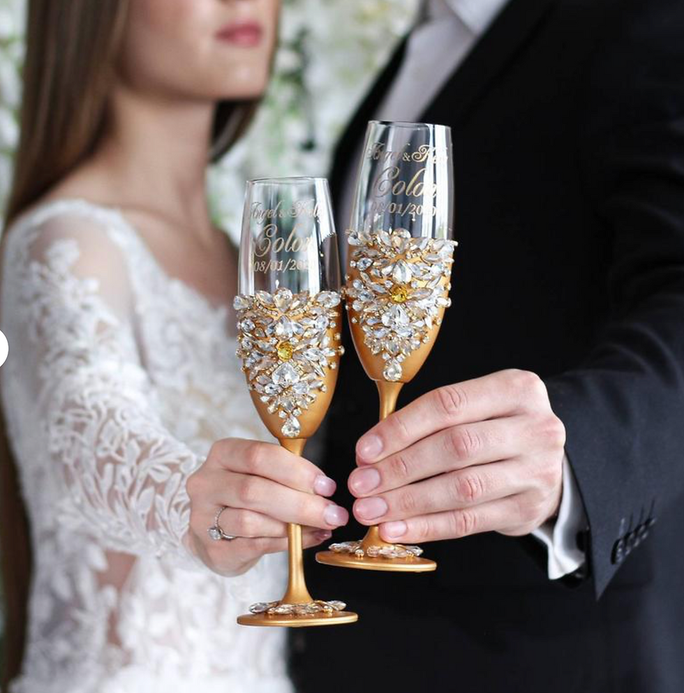 Thumbnail: Gold Cake Serving Set and Toasting Cups