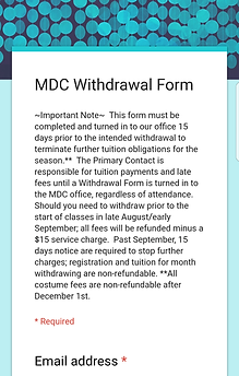 Screenshot of MDC Withdrawal Form, withdrawal form
