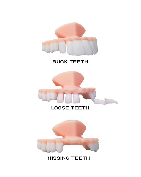 Difficult teeth comparison - interchangeable dental options for varied airway management and intubation scenarios.
