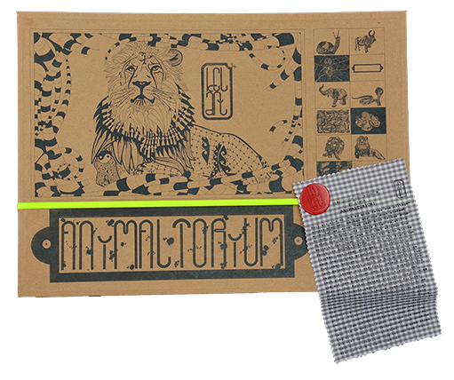 Animaltorium, Ausmalbuch, "Deny", Verpackung Neongelb/Rot/Braun