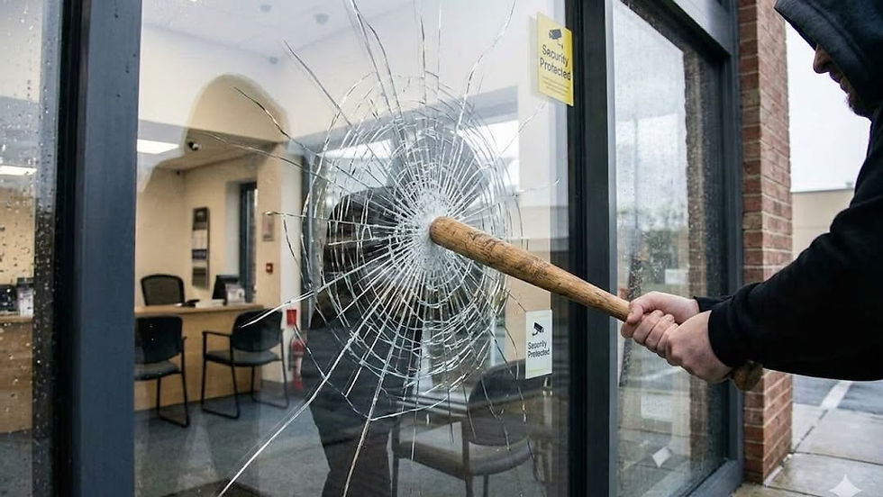 man breaking into a store