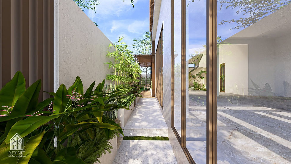 Sự kết hợp giữa nội thất hiện đại và cây xanh mang lại cảm giác cân bằng, gần gũi thiên nhiên trong không gian sống.