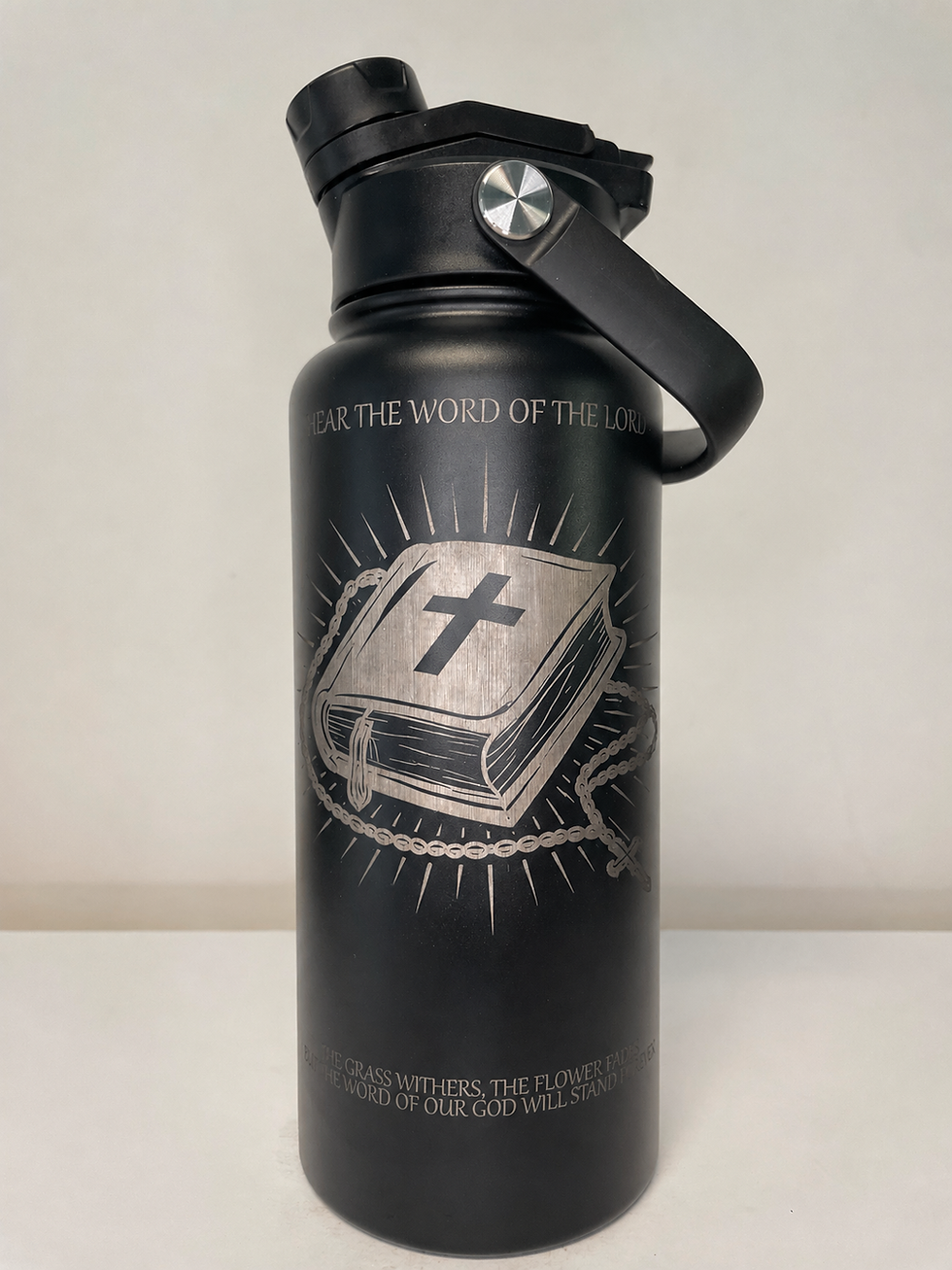 Classic Bible design water bottle by Holy Standard