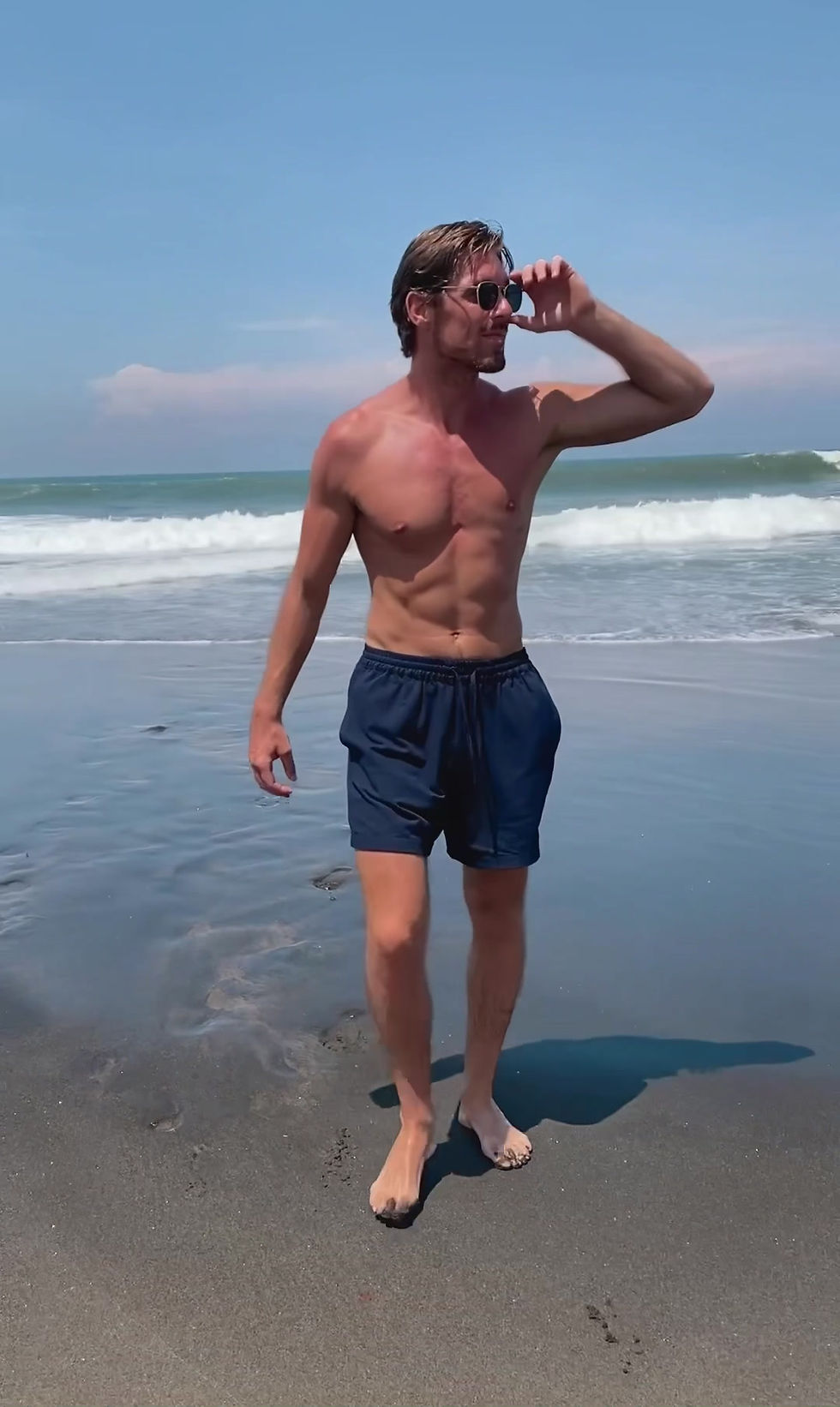 Thumbnail: Navy cotton drawstring shorts