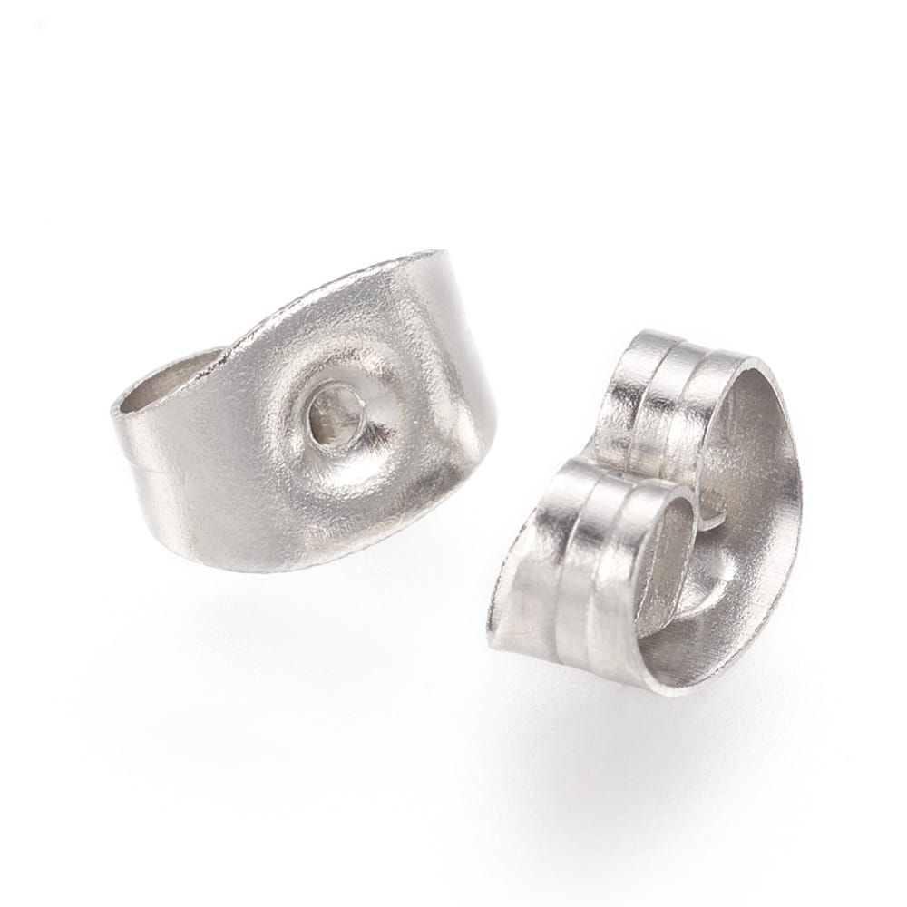 Mariposas para arete, acero inoxidable (40 unidades) 4.5x6.5x3.2mm, agujero: 0.7