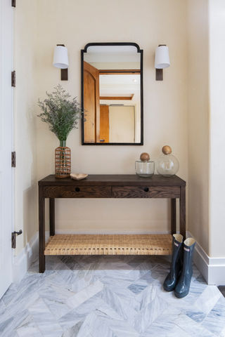 Custom furniture, marble tile, marble floors, whole home remodel, mountain modern renovation, home styling, interior designer ketchum id 
 