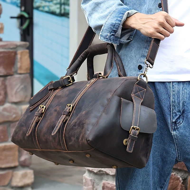Thumbnail: Genuine Cowhide Leather Duffel Bag