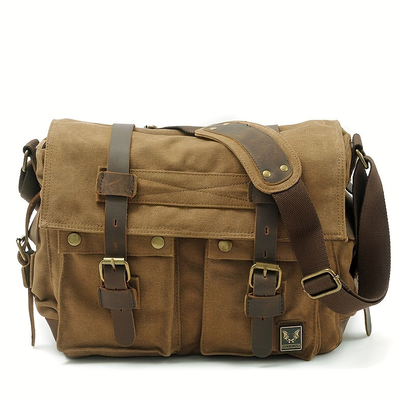 Thumbnail: Classic Multi-pocket Men's Canvas Messenger Bag