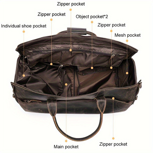 Luggage Tote Genuine Cowhide Leather Duffel Travel Bag | Lawson of