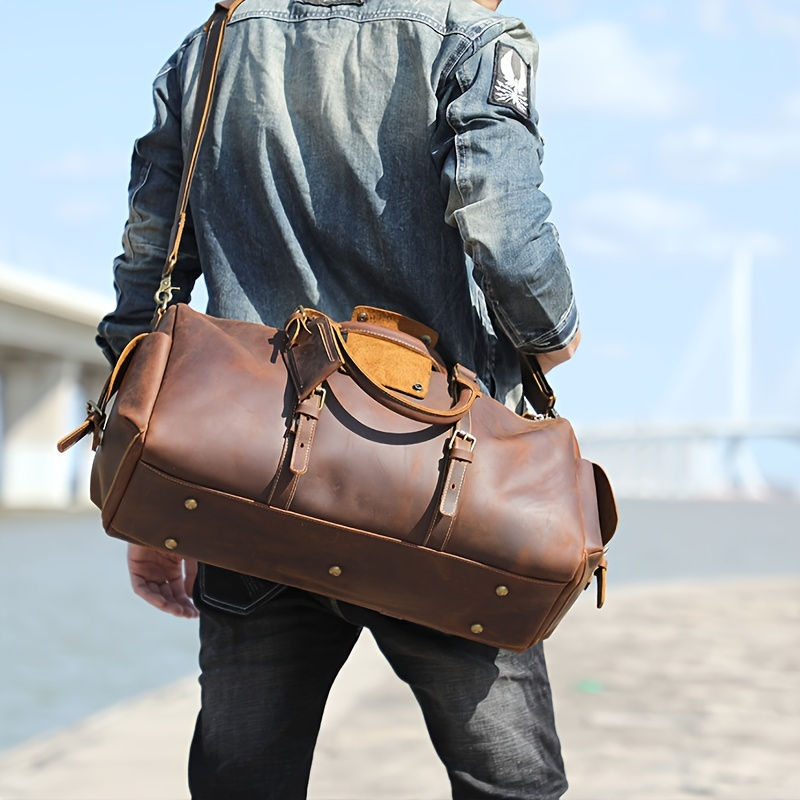 Thumbnail: Genuine Cowhide Leather Duffel Bag