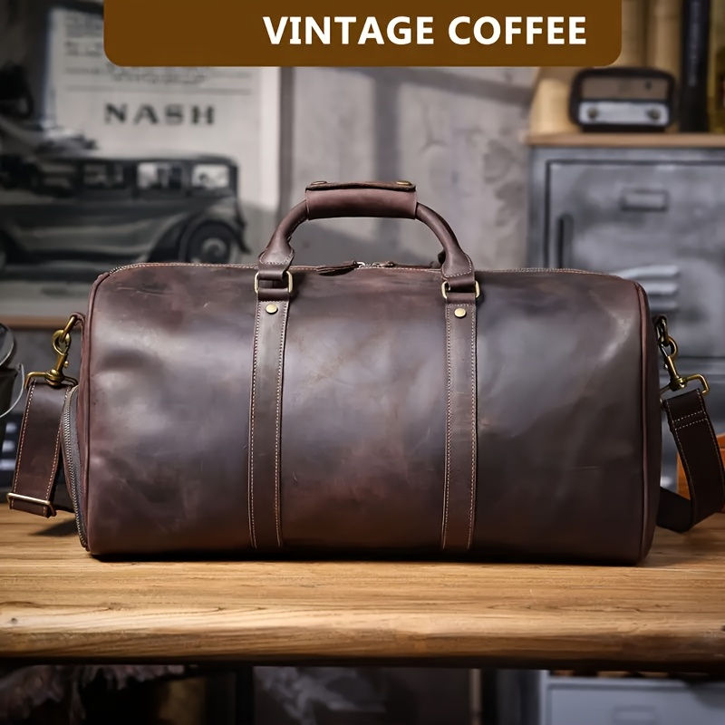 Thumbnail: Vintage Genuine Cowhide Leather Duffle Bag 