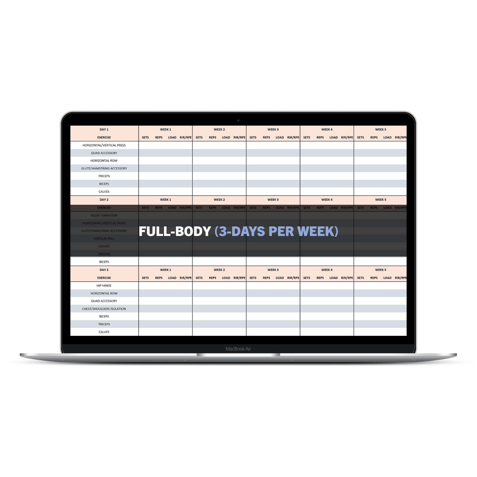 Full-Body (3-Days per Week) Hypertrophy Training Template