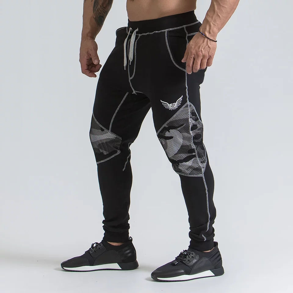 Thumbnail: Men Joggers With Patchwork-Fitted