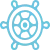 Light blue ship wheel icon with nautical design.