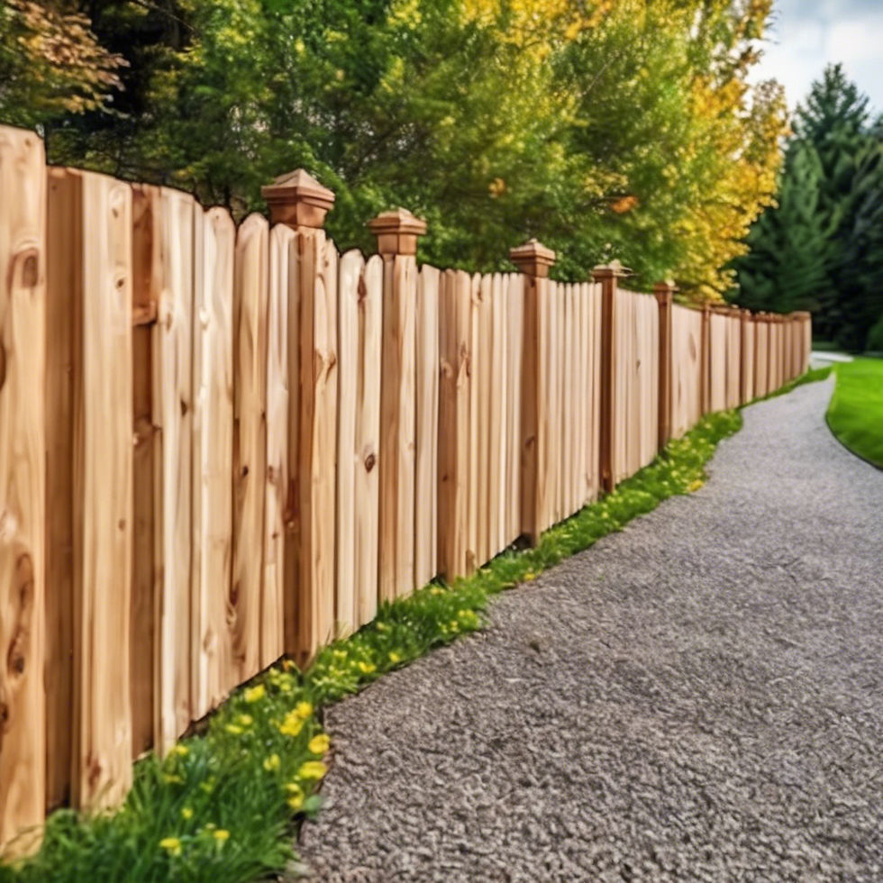 Close-up view of a wooden fence with blooming flowers