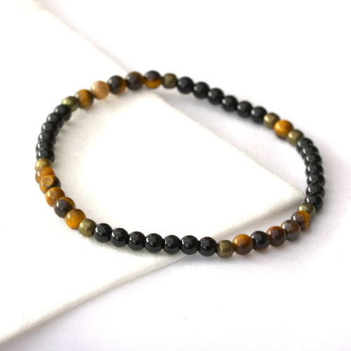 CRAFTDLondon クラフトロンドン Tiger's Eye Obsidian Bracelet Men's Tiger's Eye Bead Bracelet