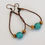 Thumbnail: Boho Leather Hoops with turquoise gem