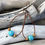 Thumbnail: Boho Leather Hoops with turquoise gem