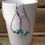 Thumbnail: Boho Leather Hoops with turquoise gem