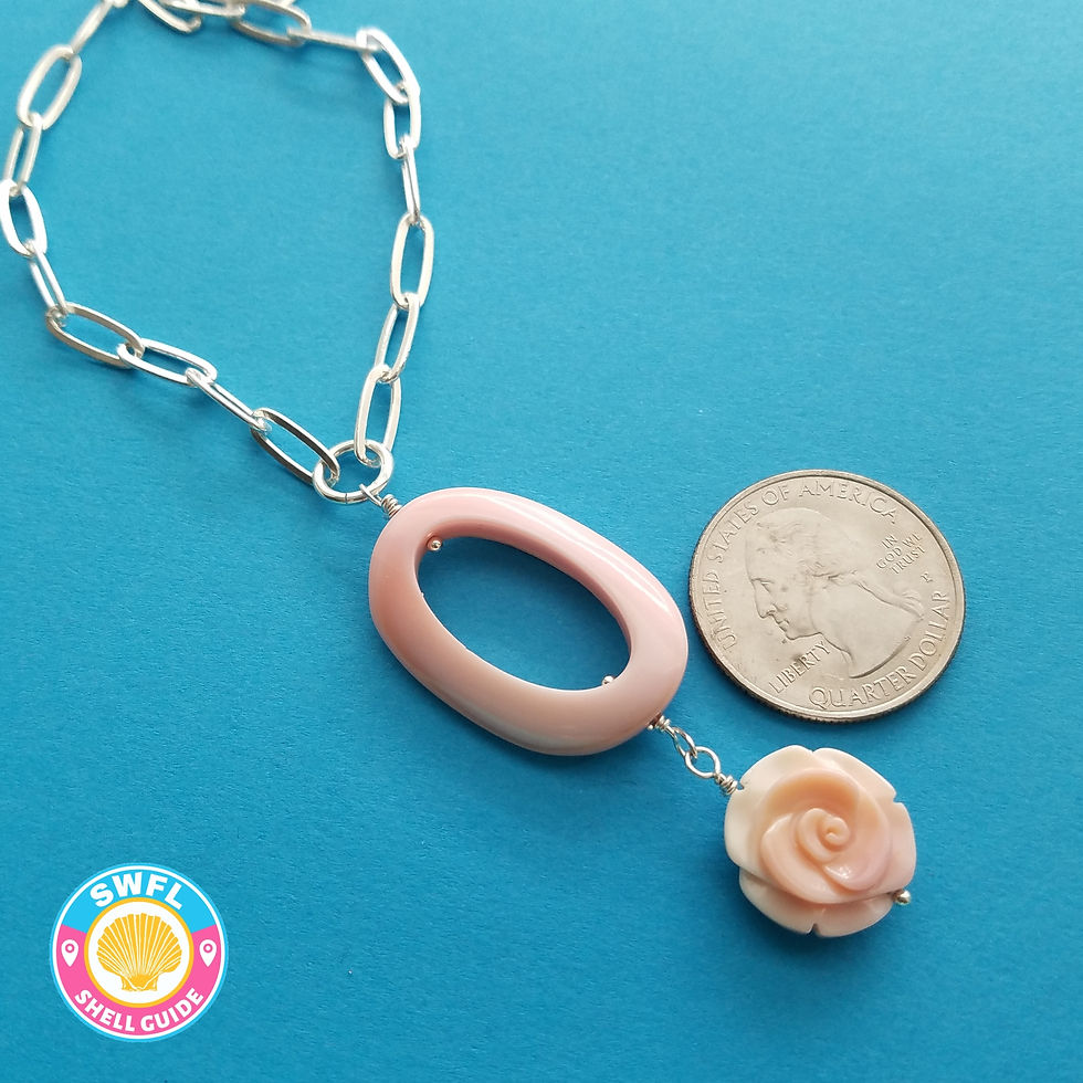 Thumbnail: Queen Conch Drop Necklace: Oval Ring & Rose