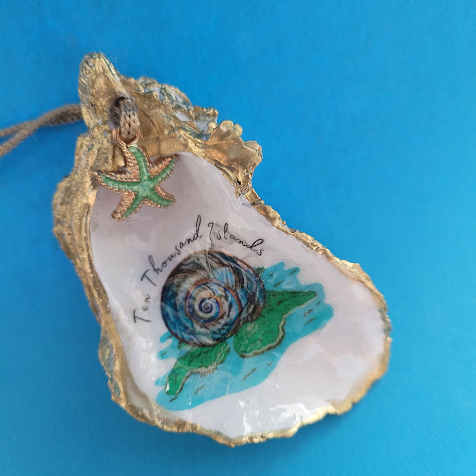 Thumbnail: Oyster Shell Decoupage Ornament - Ten Thousand Islands - Moonsnail