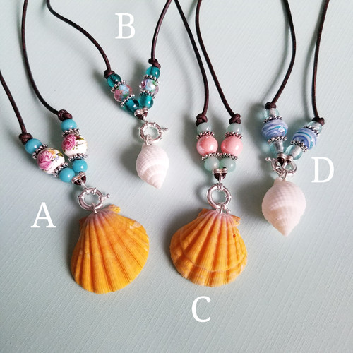 Shell Necklace Albino Nutmeg or Hawaiian Sunrise swflshellguide