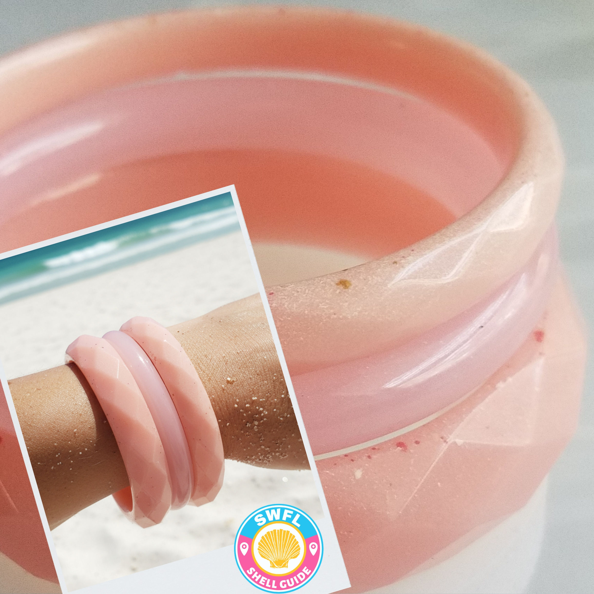 3 BANGLE BRACELET SET - Homemade Resin Blush Bangles