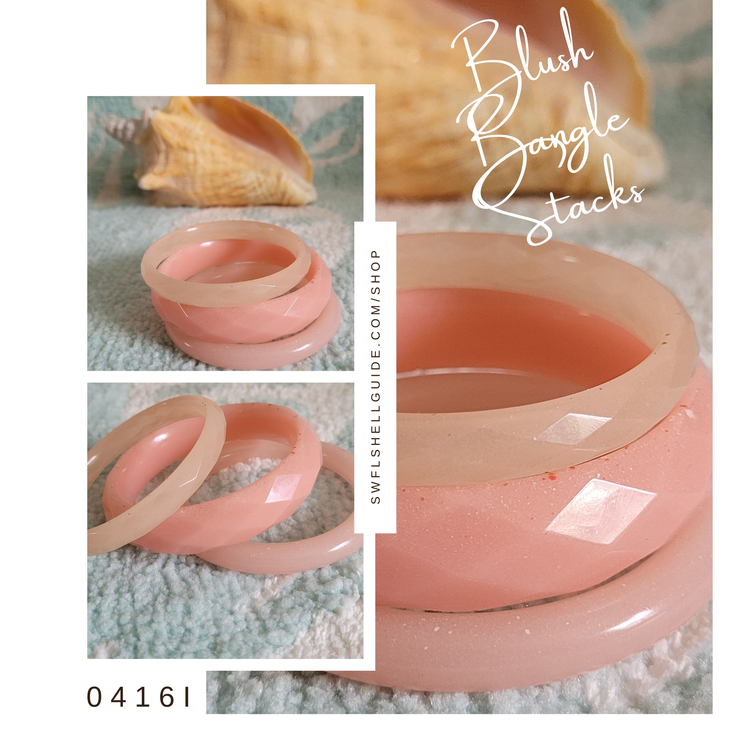 3 BANGLE BRACELET SET - Homemade Resin Blush Bangles