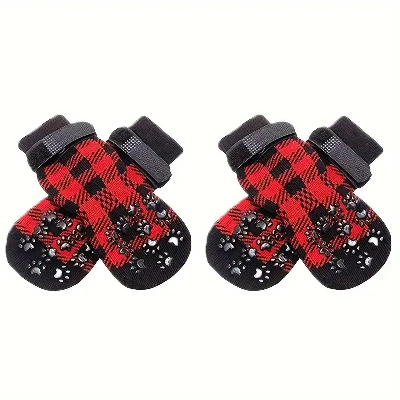 Thumbnail: 4Pcs/set Anti-Slip Dog Socks 4pcs Paw Protector Traction Control Adjustable Indo