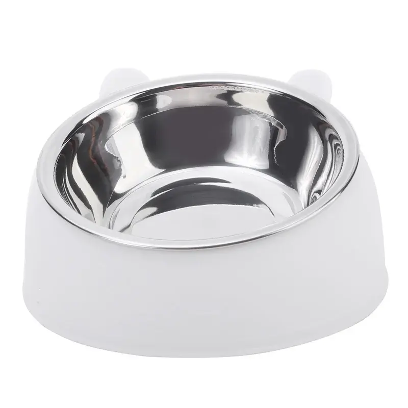 Thumbnail: 1pc Cat Bowl Lovely Creative Inclined Kitten Puppy Food Feeding Bowls Stainless 
