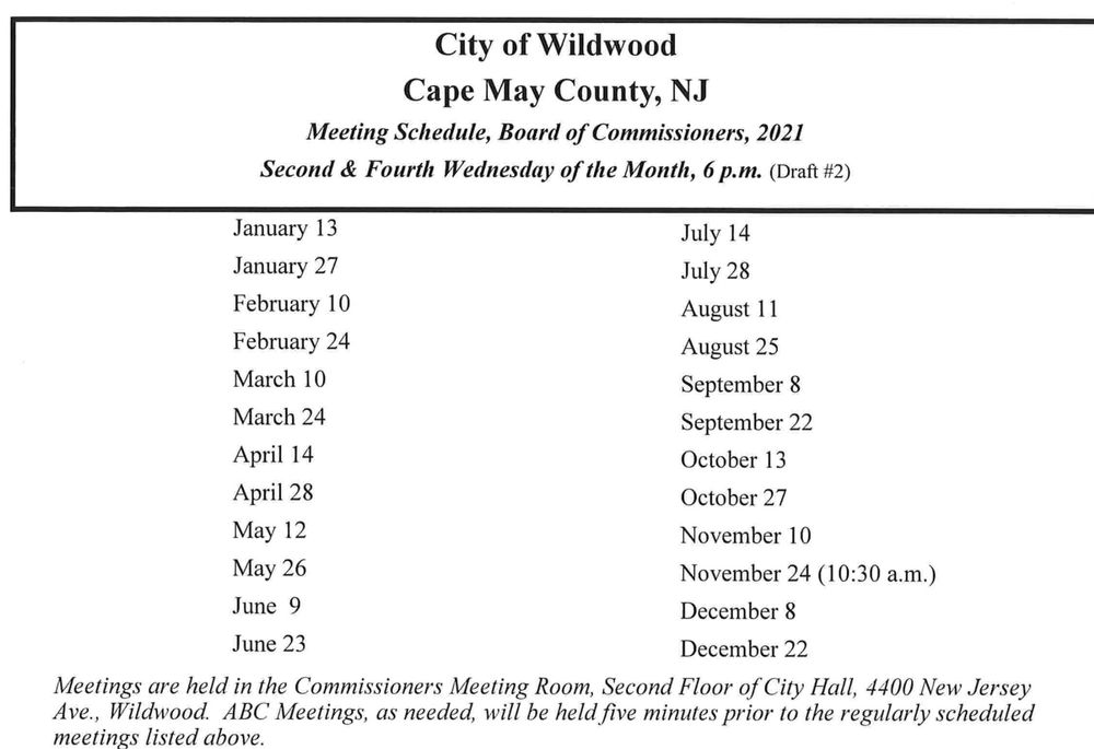 2021 Board Of Commissioners Meeting Schedule 2021 Board Of Commissioners Meeting Schedule