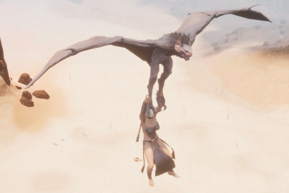 Woman flying with bat