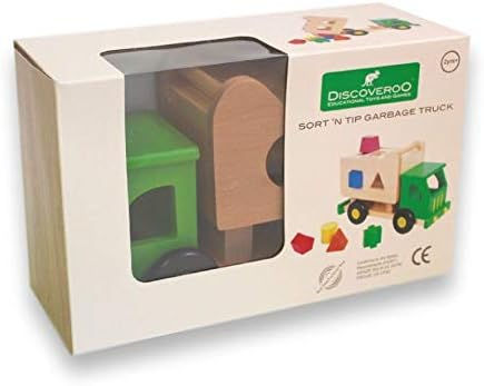 Thumbnail: Discoveroo Wooden Toy Sort n Tip Garbage Dump Truck Playset