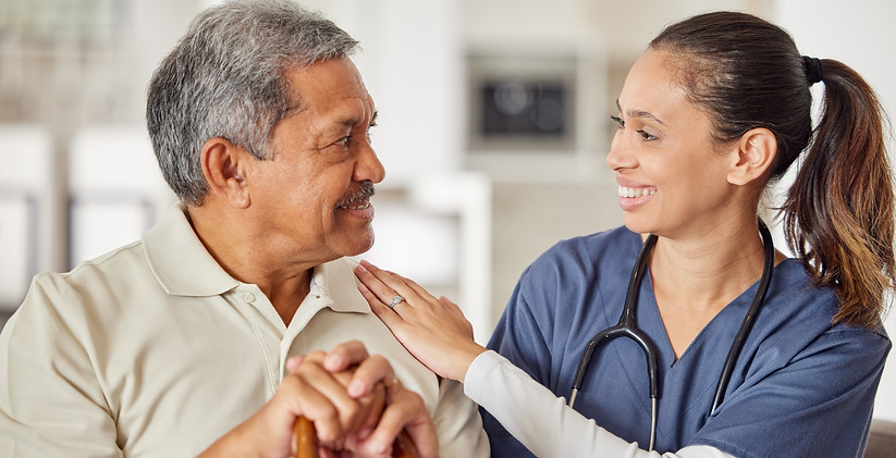 Male patient with female caregiver