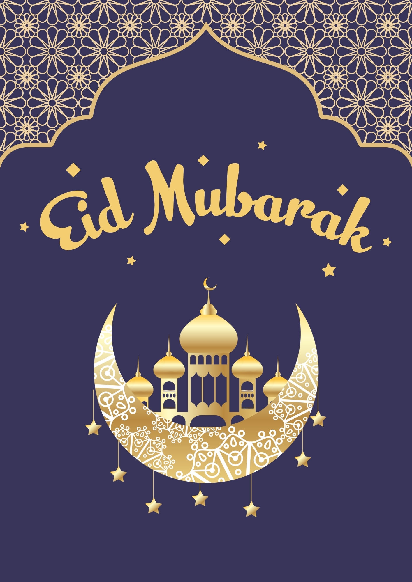 Eid Mubarak Purple and Gold