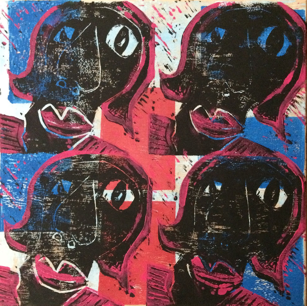 Faces, linocut,210