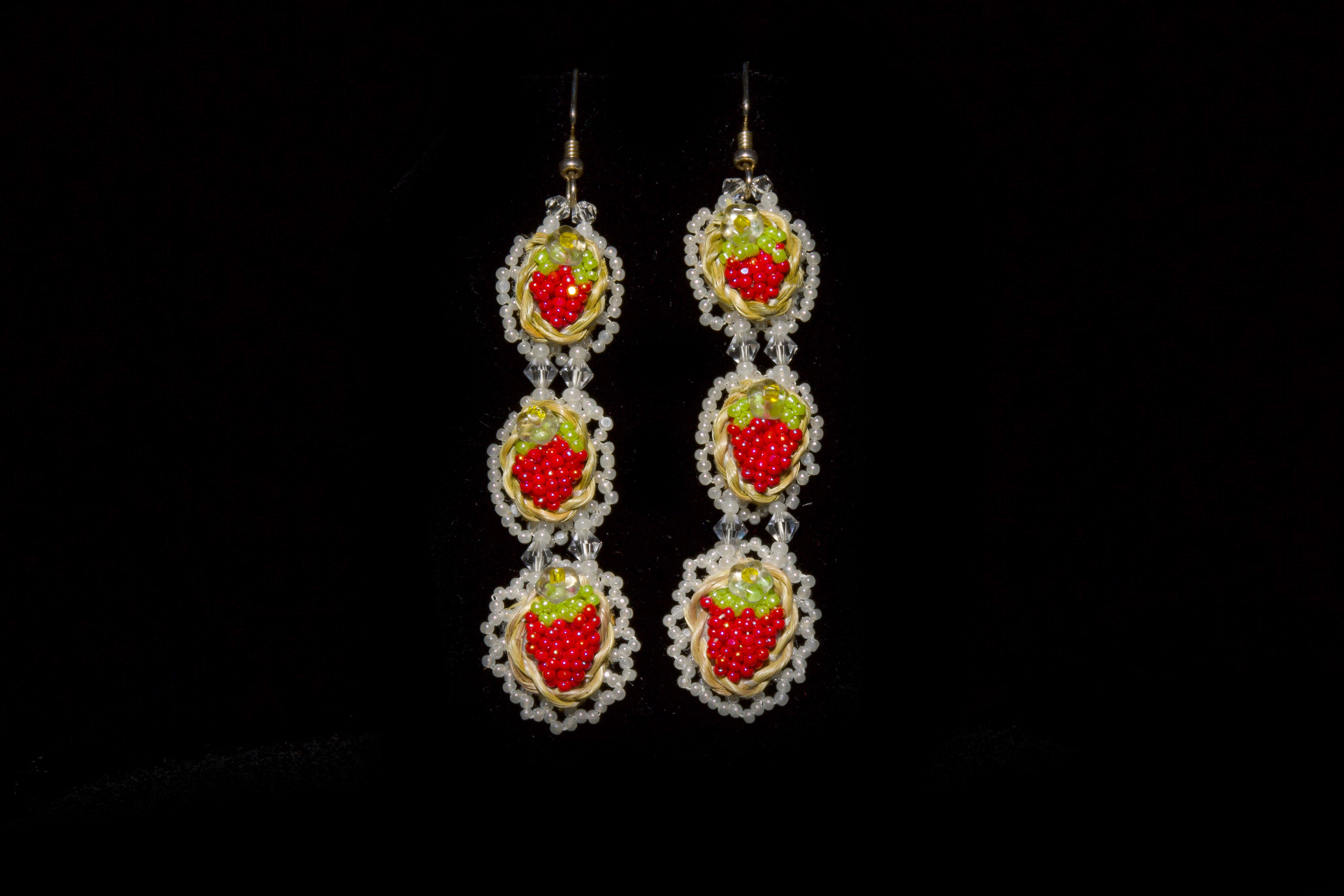 3 Tier Strawberry Earrings by Coleen Bins