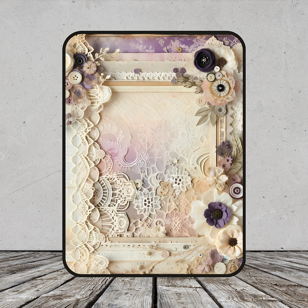 Miniatura: **Digital Only*  Vintage Ivory and Purple Lace Vertical Layout