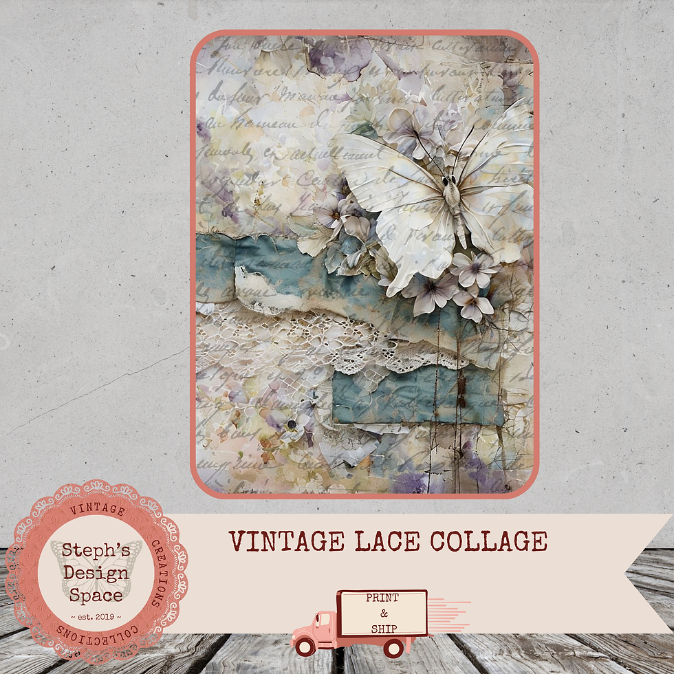 Thumbnail: Vintage Lace Collage Paper Pack Vertical Print and Ship