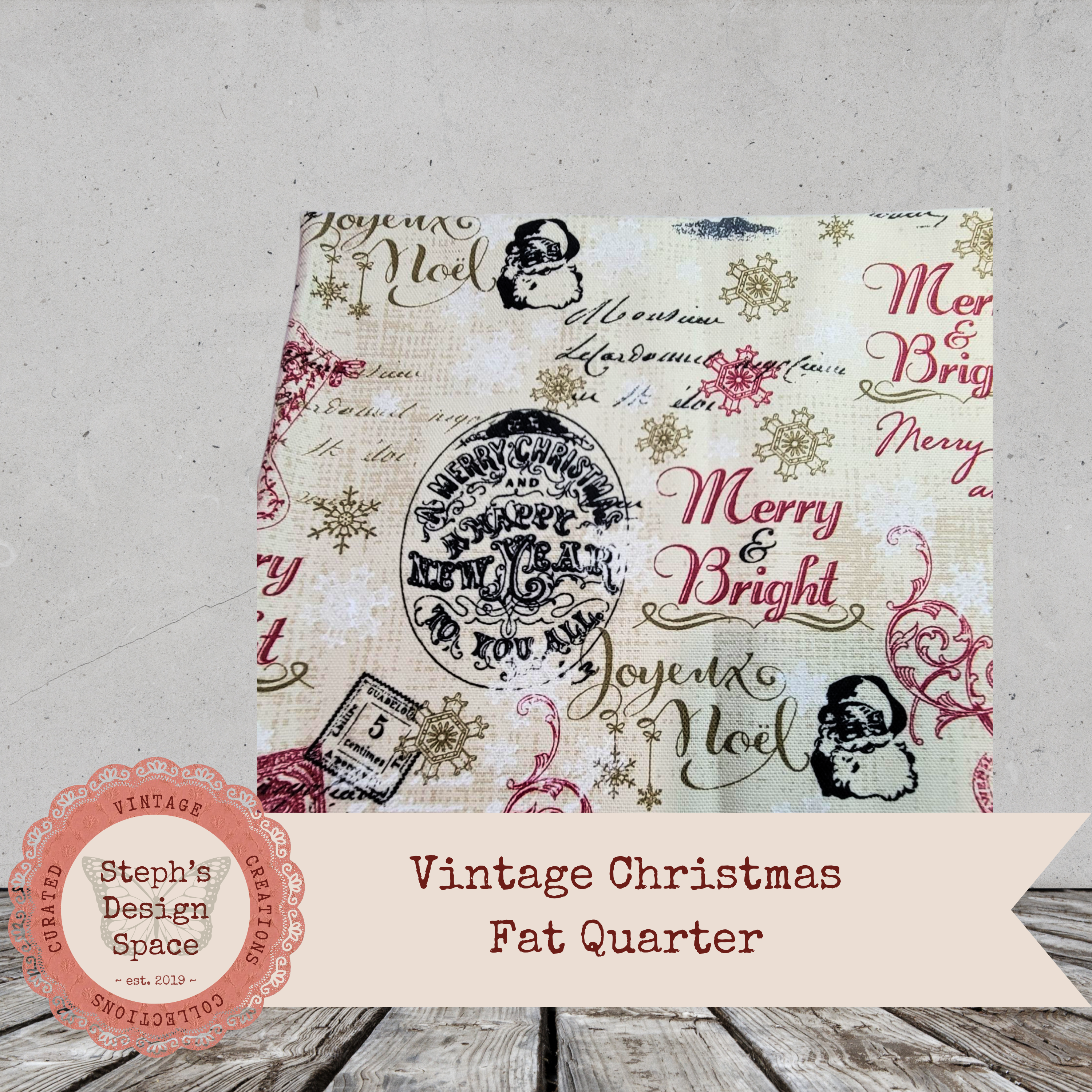 Vintage Christmas  Fabric Fat Quarter