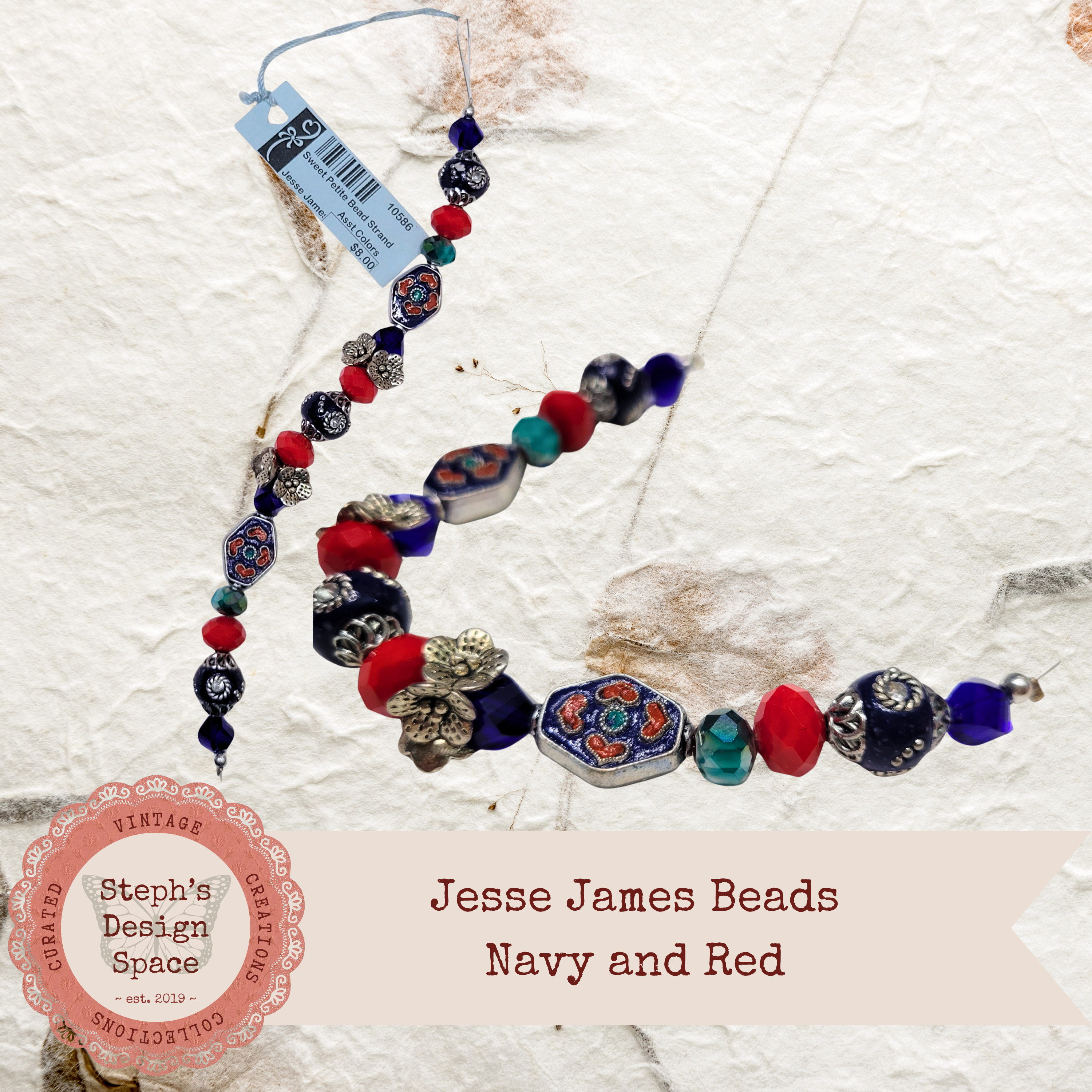 Jesse James Navy and Red Beads