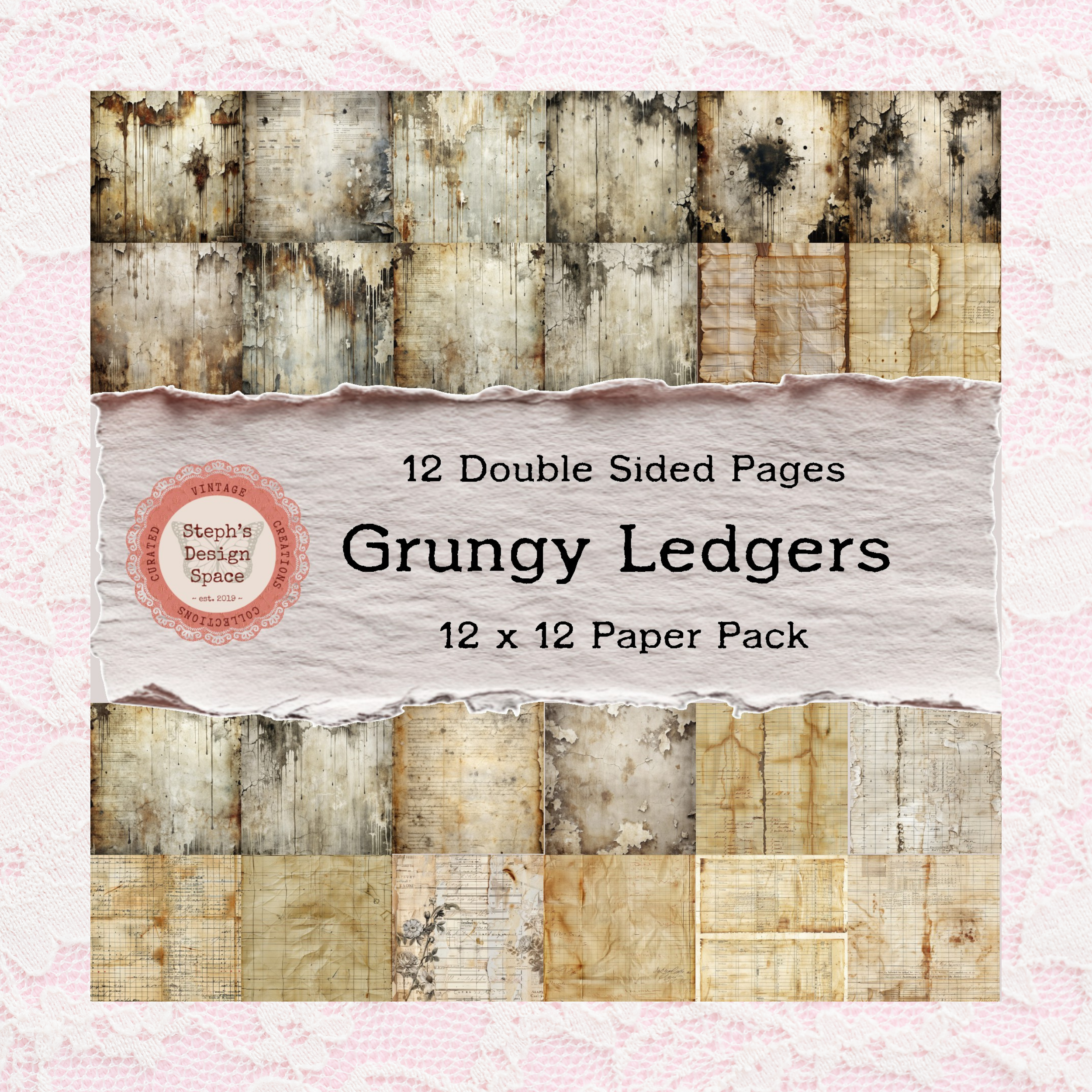 Grungy Ledger 12 X12 Double Sided Paper Pack